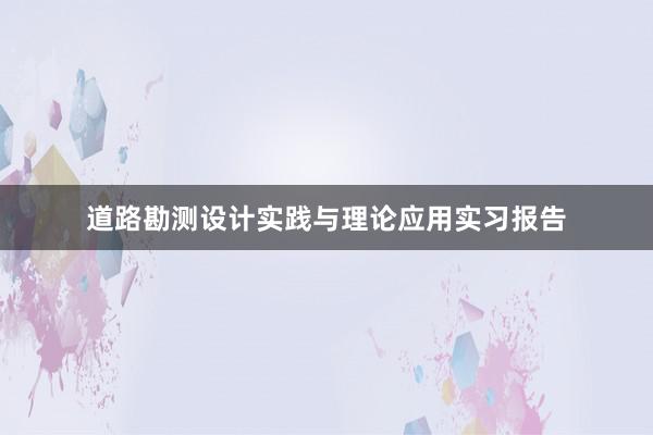 道路勘测设计实践与理论应用实习报告